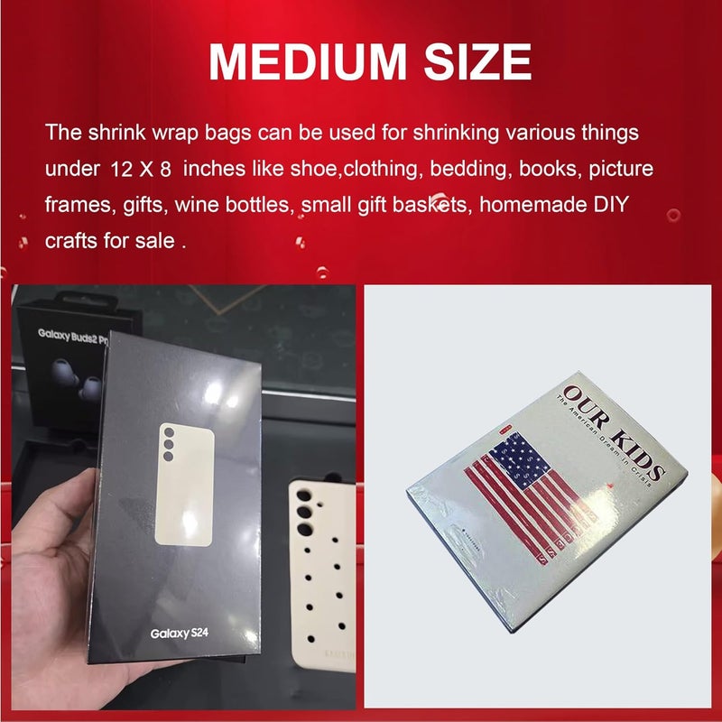 CANWUPON Shrink Wrap Bags - 100Pcs 12 x 8 Inches Clear PVC Heat Seal Bags for Soap Sleeve Packaging, Bath Bomb,Shoes,Jars,Gift,Tumbler,Heat Sublimation Film for Homemade DIY Projects - Image 5